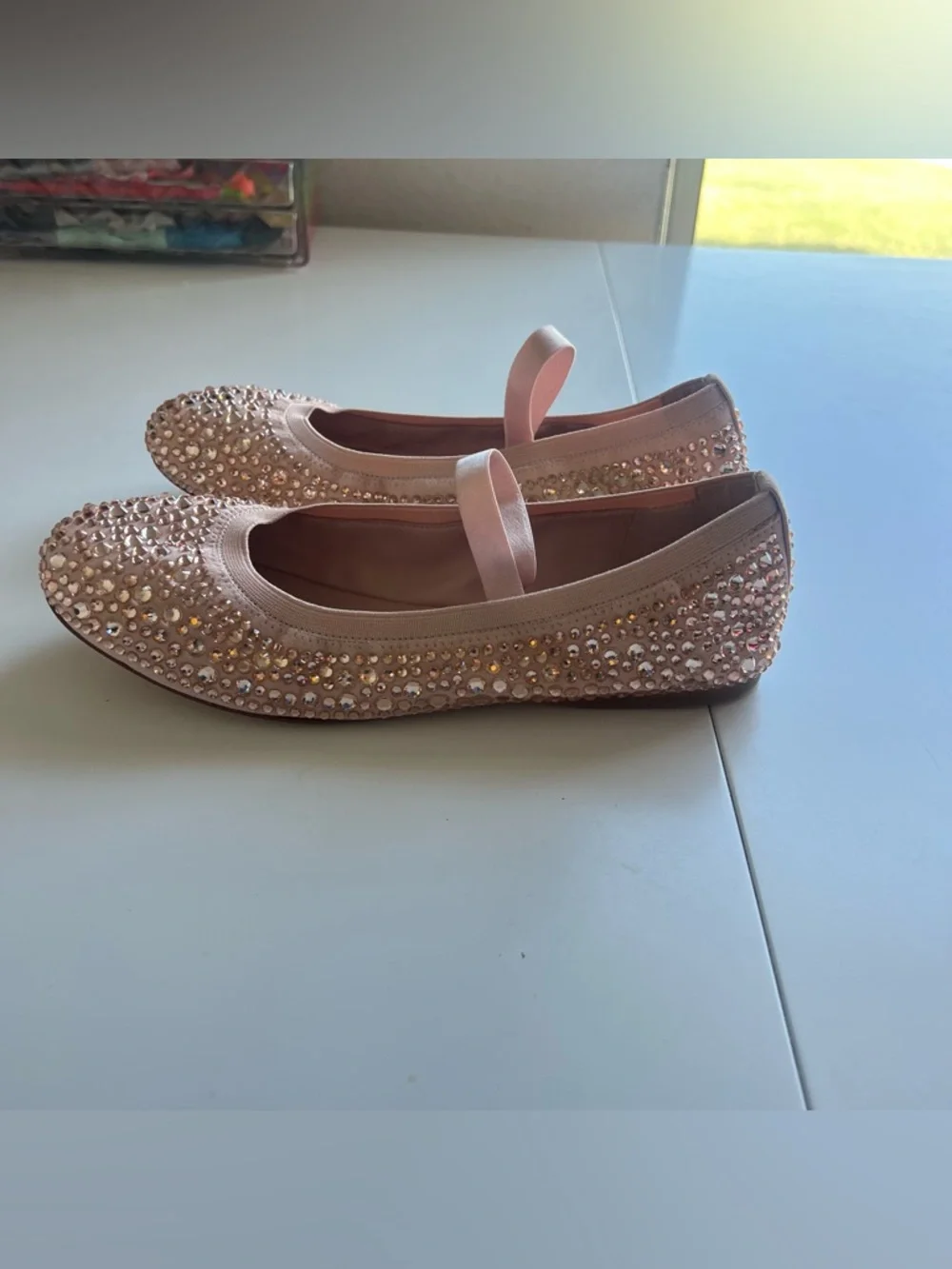 Kate Spade Violette Mary Jane Ballet Flats Rhinestones Mochi Pink Size 7.5 NWOT